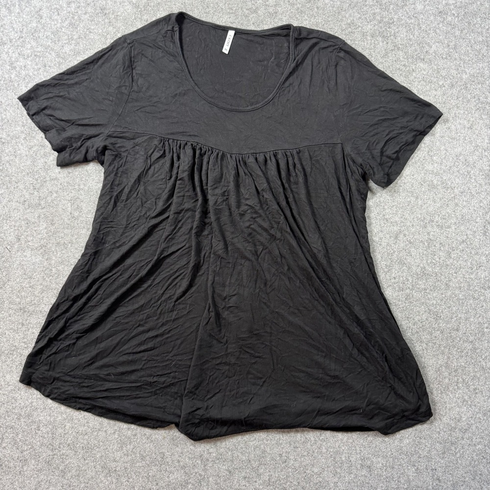 Cathy Womens Babydoll Empire Waist Top 3XL Black Soft Rayon Spandex Stretch